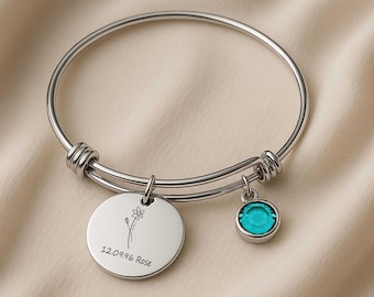 Memorial Gift with Name and Date Jewelry In Memory Necklace Memorial Birthstone or Birthflower Bracelet, Remembrance Gift for Loss Keepsake