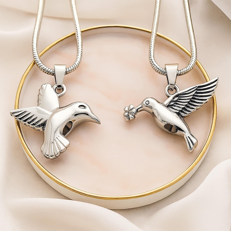 Urn ketting kolibrie crematie sieraden voor vrouwen rouw sieraden as ketting voor hond urn kat urn huisdier urn aangepaste urnen voor menselijke as afbeelding 3