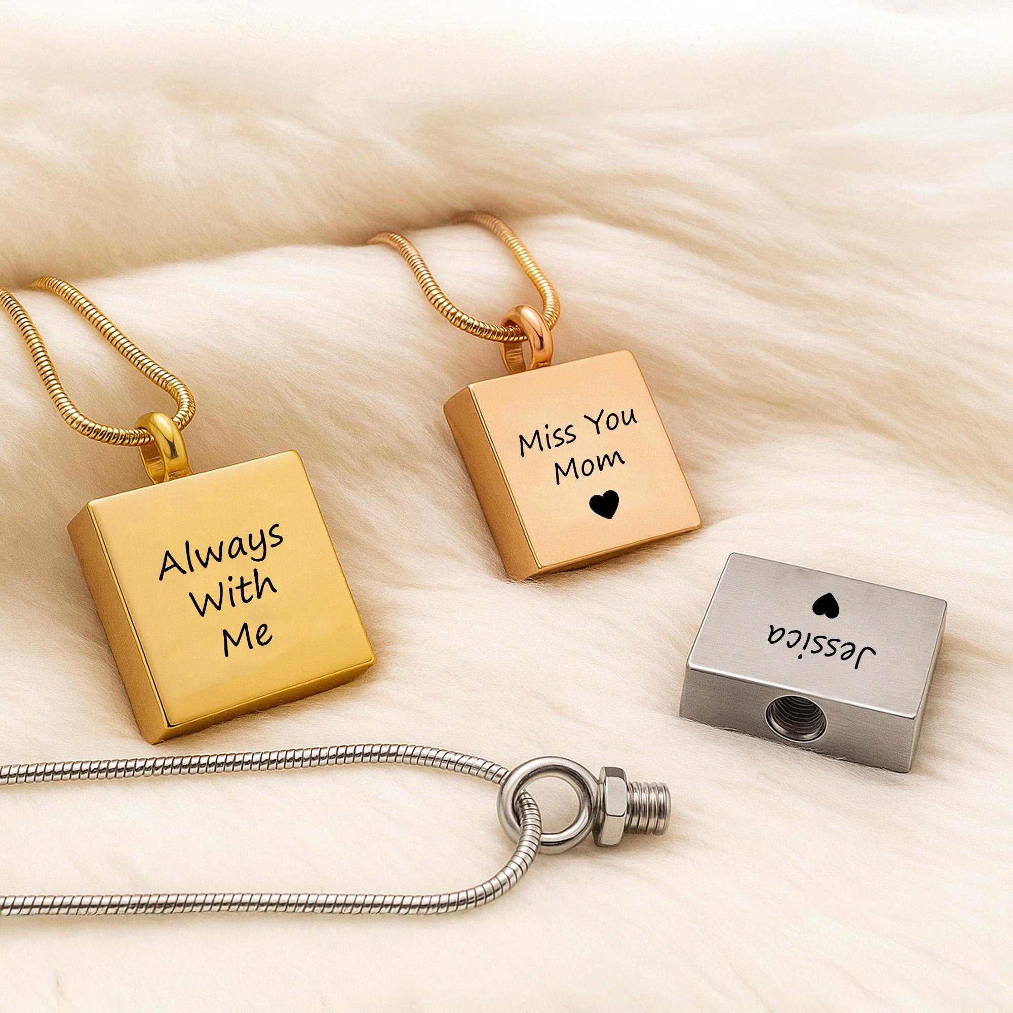 Urn Necklace Handwriting Personalized Cremation Jewelry for Human Ashes Cremation Necklace Pet Urn Memorial Ashes Necklace for Men for Women