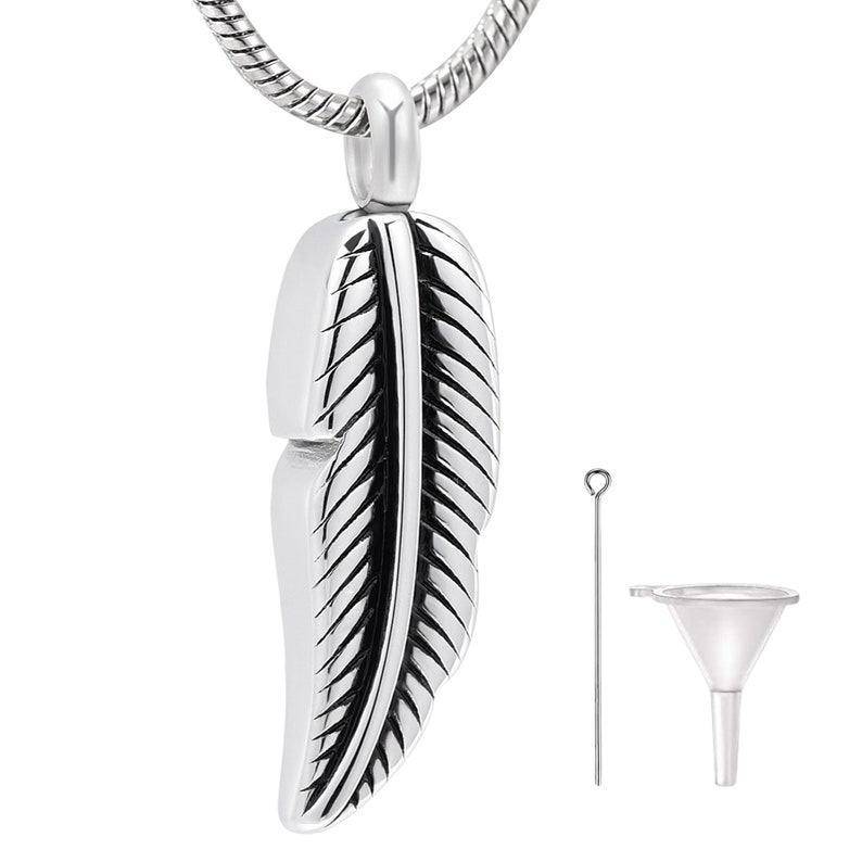 Personalized Feather Cremation Jewelry for Ashes Urn Necklace for Ashes of Human and Pet Cremation Necklace With Free Funnel Kit image 6