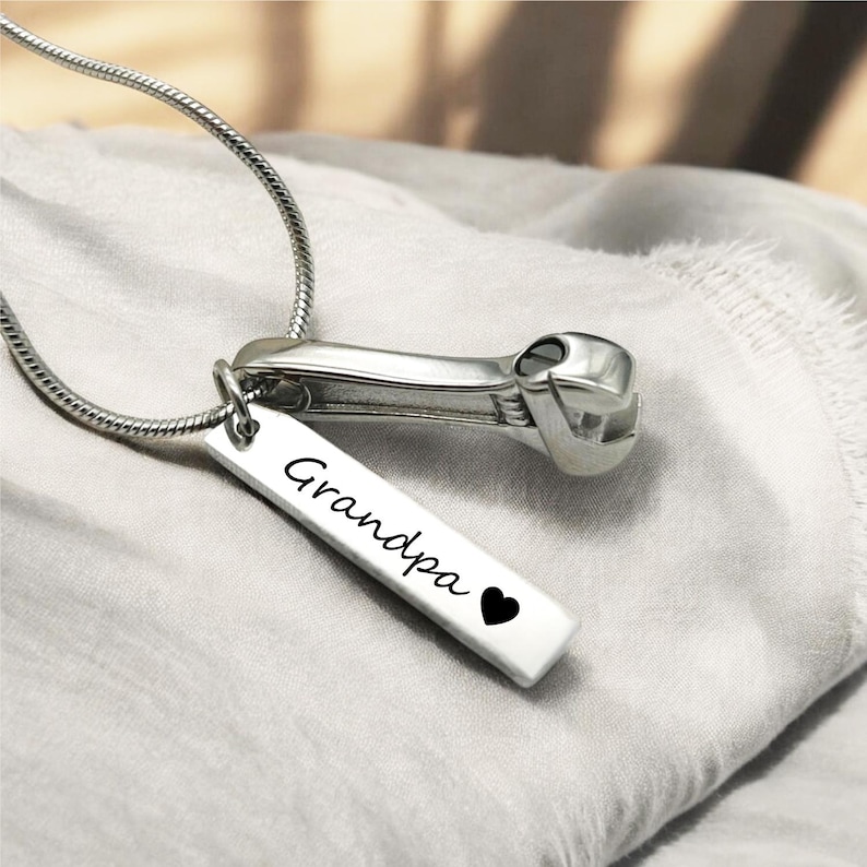 Cremation Jewelry Urn Necklace Ashes Necklace Cremation Jewelry For Men Personalized Wrench Ashes Keepsake - Includes Funnel Kit And Bag image 2
