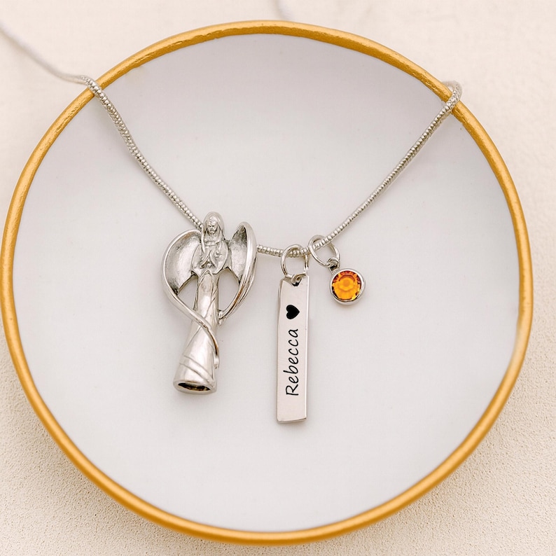 Cremation Jewelry For Ashes Human • Urns For Human Ashes • Mourning Jewelry • Urn Necklace • Memorial Jewelry • Guardian Angel Necklace SILVER