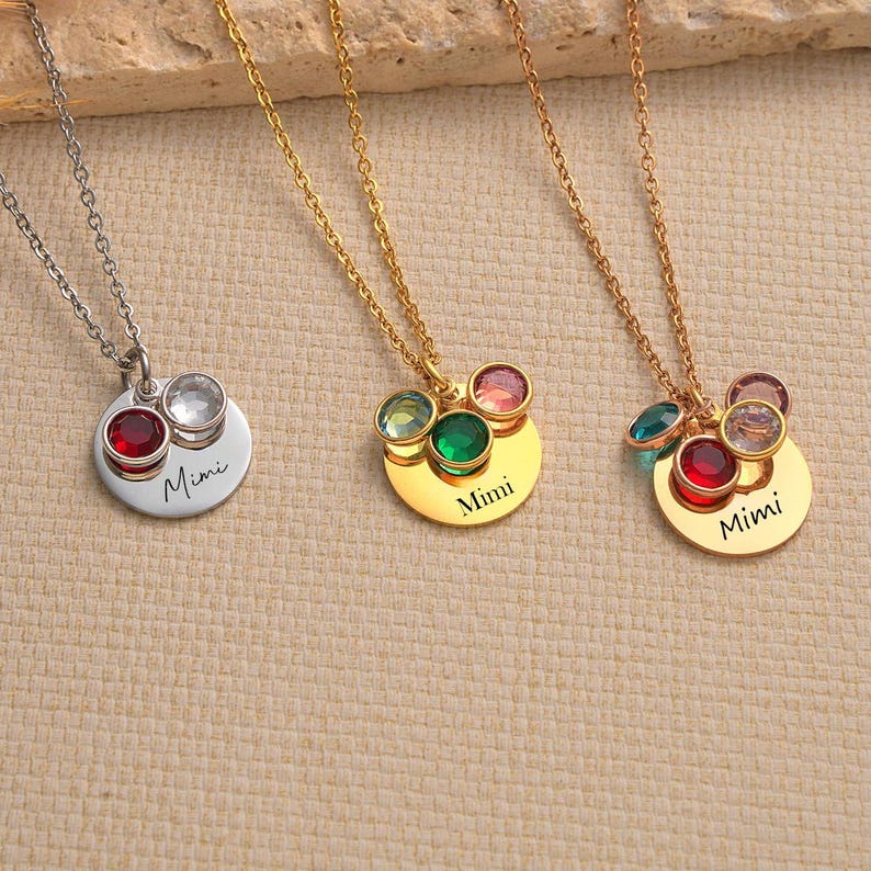 Personalized Mimi or Grandma Necklace with Custom Name - Grandkids Birthstone Jewelry Birthday Christmas Gifts for Yaya, Nanny, Nonna, Gigi image 5