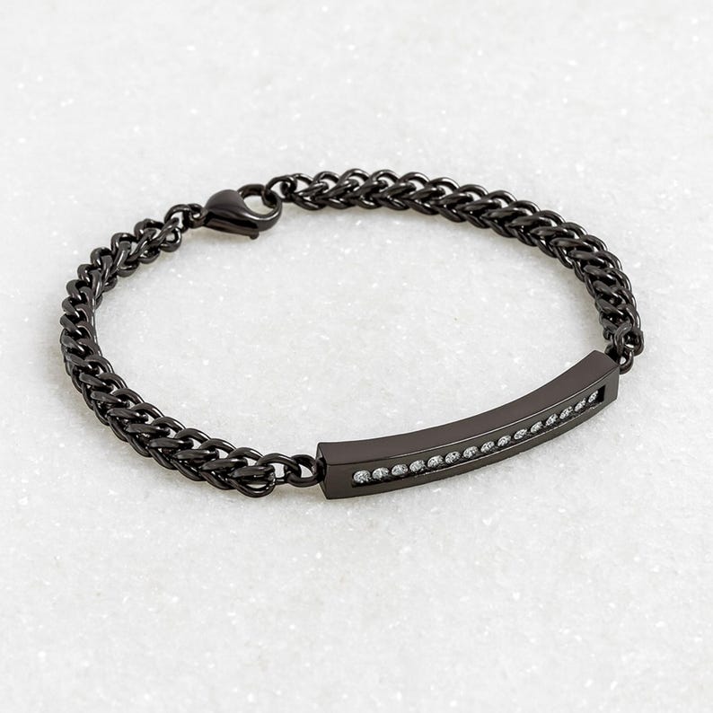 Joyería personalizada para cenizas humanas, pulsera para cenizas para hombres, pulsera para urna de cenizas, pulsera de cremación para papá y mamá. Negro
