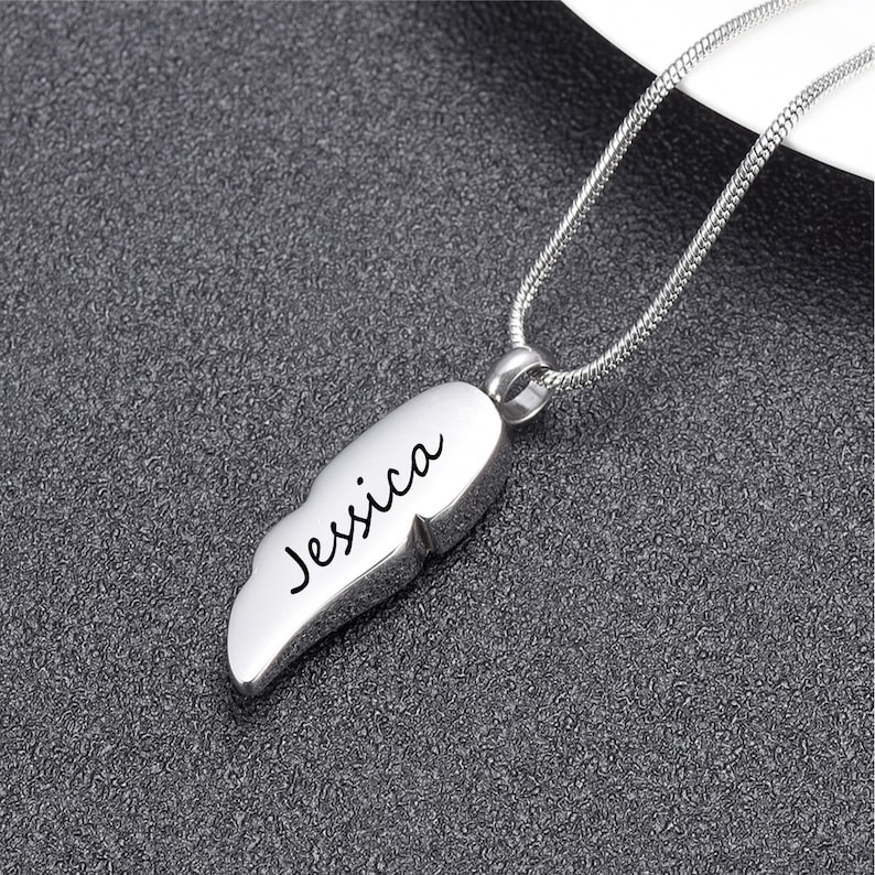 Personalized Feather Cremation Jewelry for Ashes Urn Necklace for Ashes of Human and Pet Cremation Necklace With Free Funnel Kit With Engraving