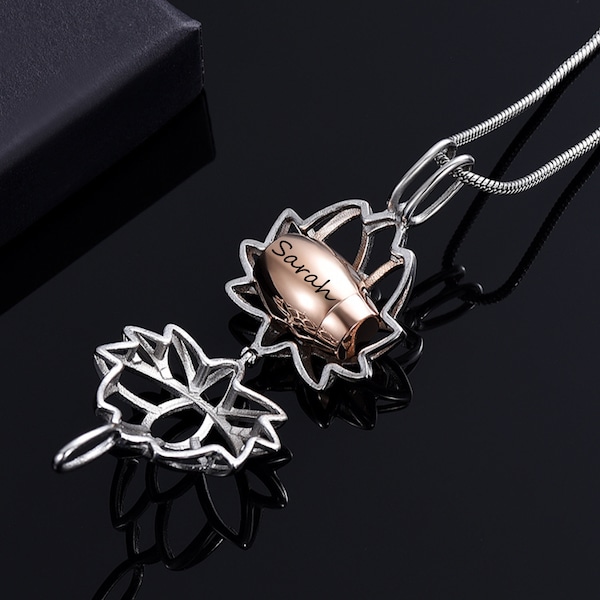 Personalized Lotus Locket Necklace Cremation Jewelry Personalized Urn Necklace Pet Urn Ashes Necklace Urns for human ashes