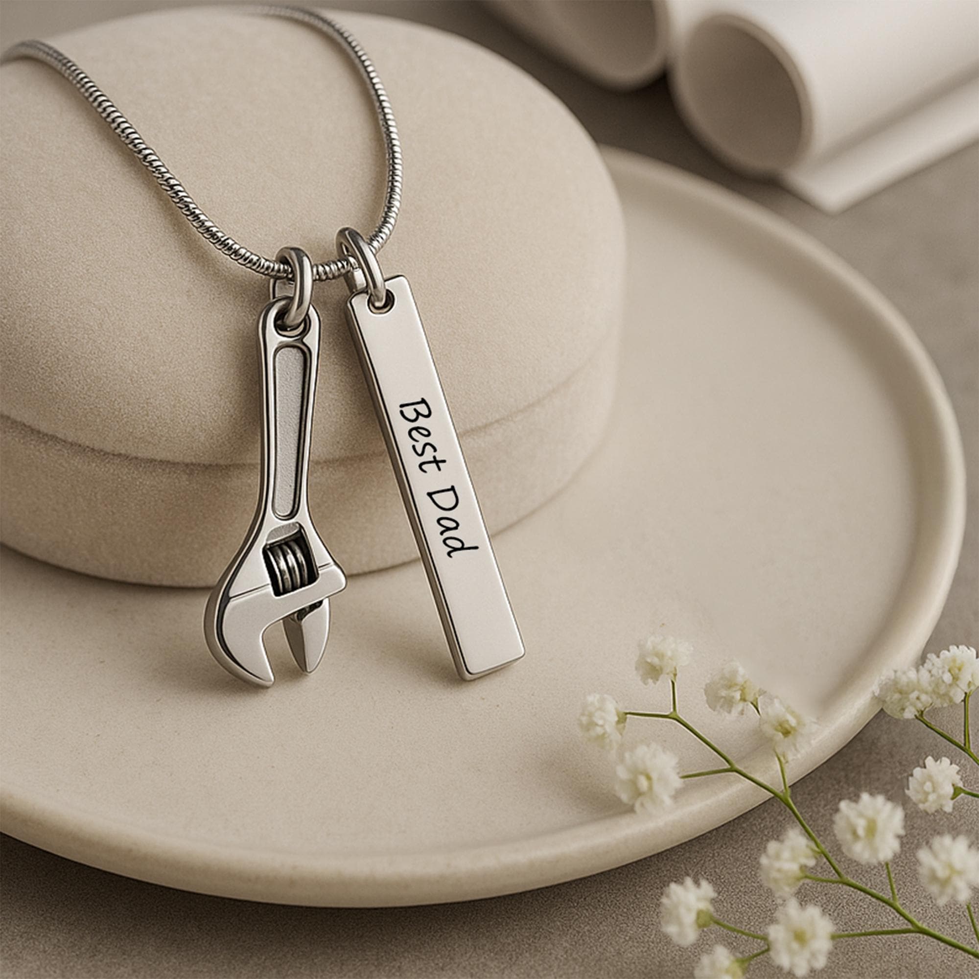 Cremation Jewelry Urn Necklace Ashes Necklace Cremation Jewelry For Men Personalized Wrench Ashes Keepsake - Includes Funnel Kit And Bag