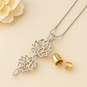 Cremation Jewelry Lotus Urn Necklace Pet Ashes Jewelry Pet Ashes Keepsake Necklace Urns for Human Ashes or Pet Urns - Large Capacity Urn image 5