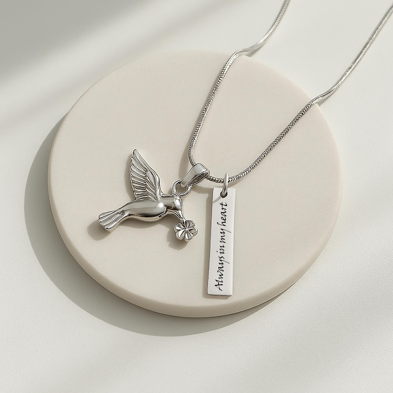 Urn ketting kolibrie crematie sieraden voor vrouwen rouw sieraden as ketting voor hond urn kat urn huisdier urn aangepaste urnen voor menselijke as afbeelding 6