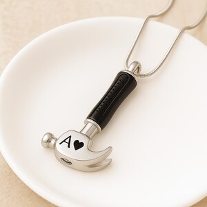 Urn Necklace for Human Ashes Hammer Cremation Jewelry Ashes Necklace For Men, Urn Cremation Necklace Ashes Jewelry with Funnel Kit and Bag image 5