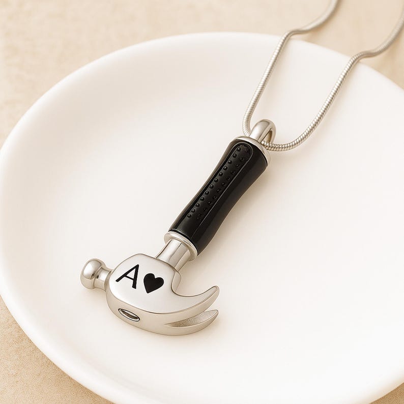 Urn Necklace for Human Ashes Hammer Cremation Jewelry Ashes Necklace For Men, Urn Cremation Necklace Ashes Jewelry with Funnel Kit and Bag image 5