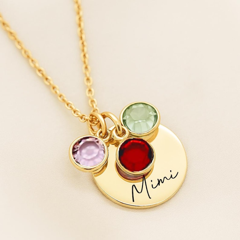 Personalized Mimi or Grandma Necklace with Custom Name - Grandkids Birthstone Jewelry Birthday Christmas Gifts for Yaya, Nanny, Nonna, Gigi image 4