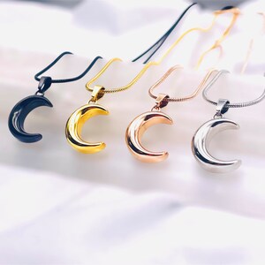 Colgante Para Cenizas Cremación - Luna Creciente Y Sol, Acero 316L, 20"+2" Cadena, Personalizable