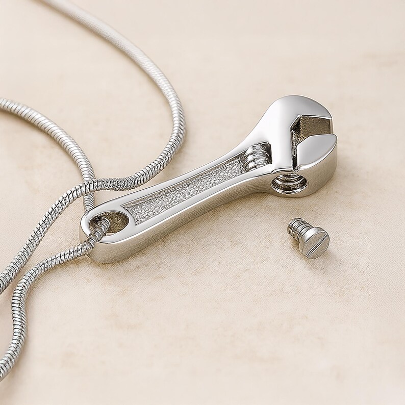 Cremation Jewelry Urn Necklace Ashes Necklace Cremation Jewelry For Men Personalized Wrench Ashes Keepsake - Includes Funnel Kit And Bag image 7