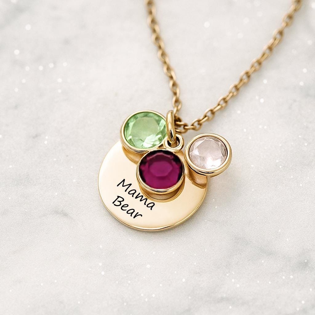 OutstandLong Mama Bear Charms Necklace Gold Plated Heart