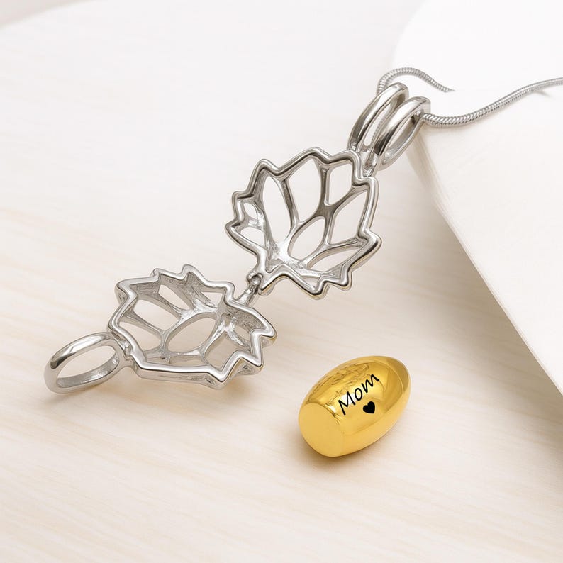 Cremation Jewelry Lotus Urn Necklace Pet Ashes Jewelry Pet Ashes Keepsake Necklace Urns for Human Ashes or Pet Urns - Large Capacity Urn image 1
