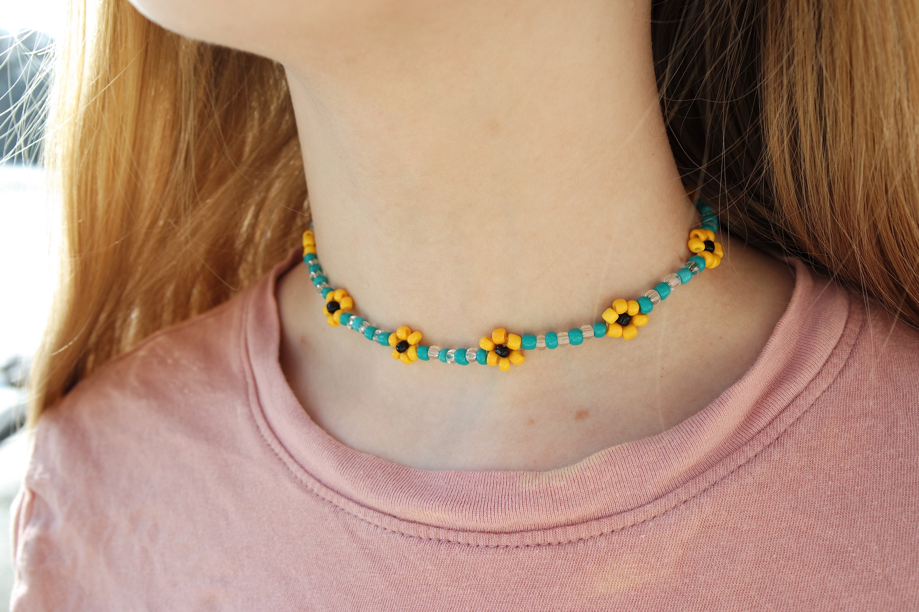 Sunflower Choker/Necklace Flower Necklace Sunflower Choker Etsy