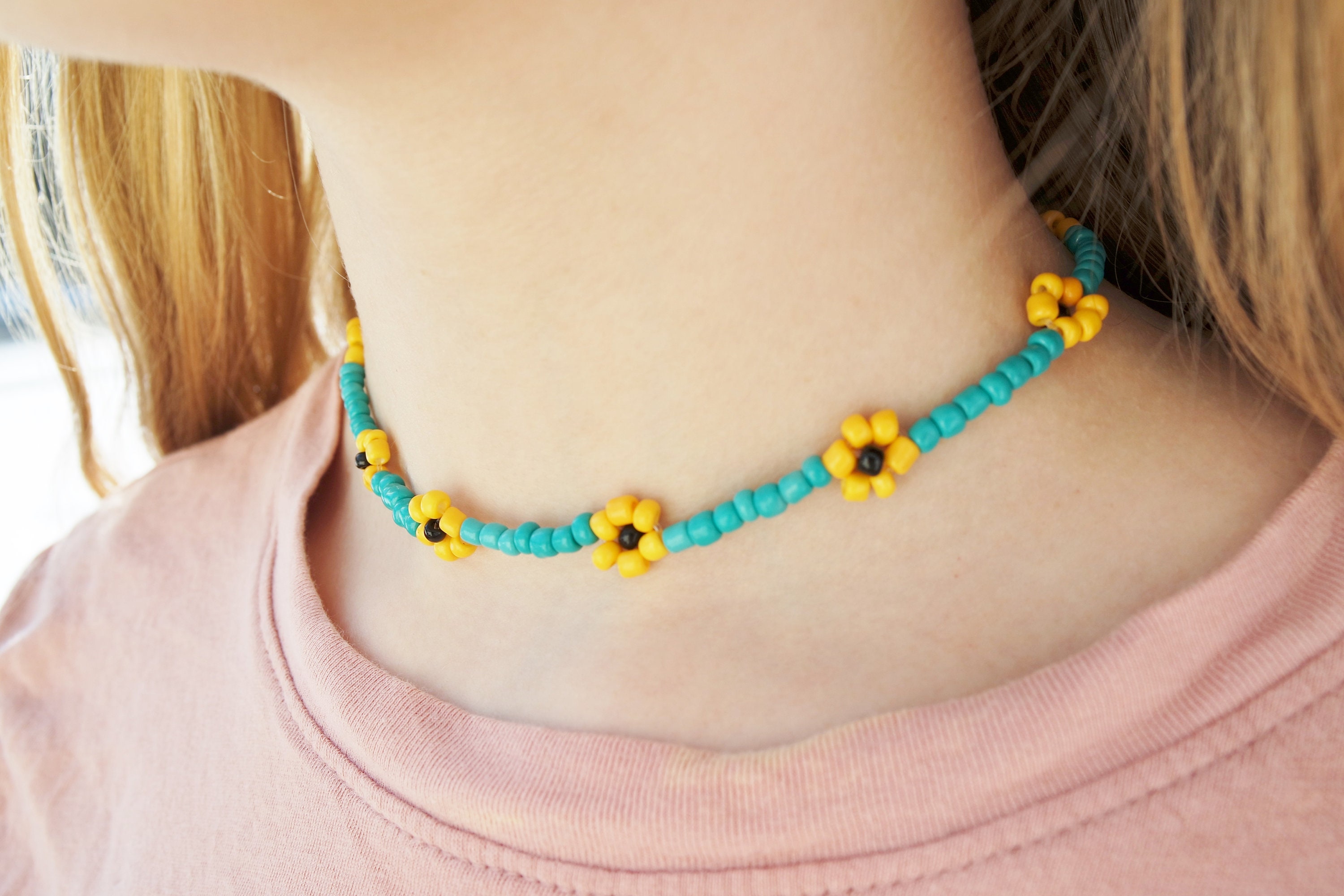 Sunflower Choker/Necklace Flower Necklace Sunflower Choker Etsy