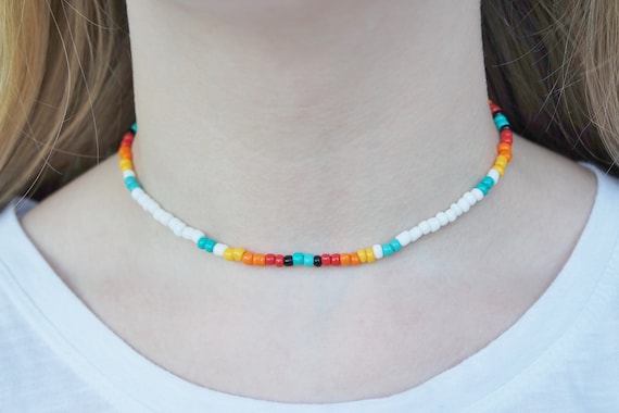 Sunset Necklace summer Design sunset Seed Bead Necklace colorful Design boho Jewelry summer Seed Bead Jewelry vsco Necklaces sunset Design Etsy Canada