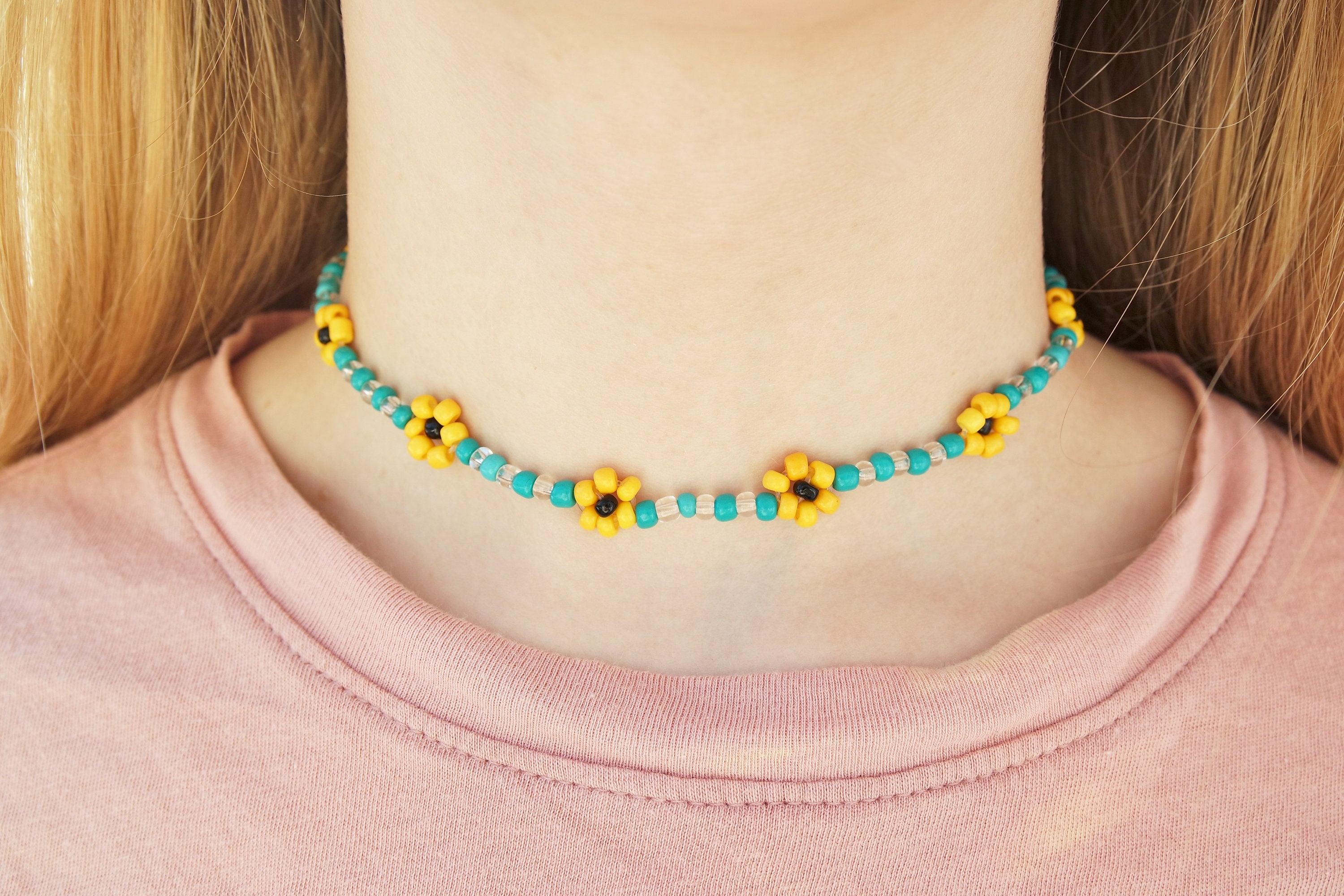 Sunflower Choker/Necklace Flower Necklace Sunflower Choker Etsy