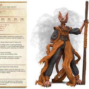 Master Mao, Catfolk Monk Printed Obsession Tabletop & RPG Miniature image 2