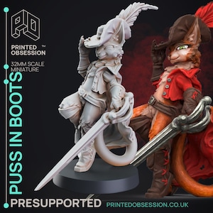 Puss in Boots, Catfolk Rogue | Printed Obsession | Tabletop & RPG Miniature