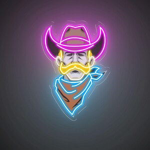Cowboy Hat Neon Sign: Western LED Wall Decor with Remote