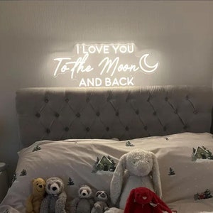 Kocham Cię do księżyca i z powrotem Neon Sign, Niestandardowy Neon Sign na Ślub, Prezent Ślubny | Dekoracje Ręcznie Robione Zawieszki Ścienne