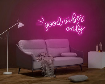 Neon good vibes only cheap sign
