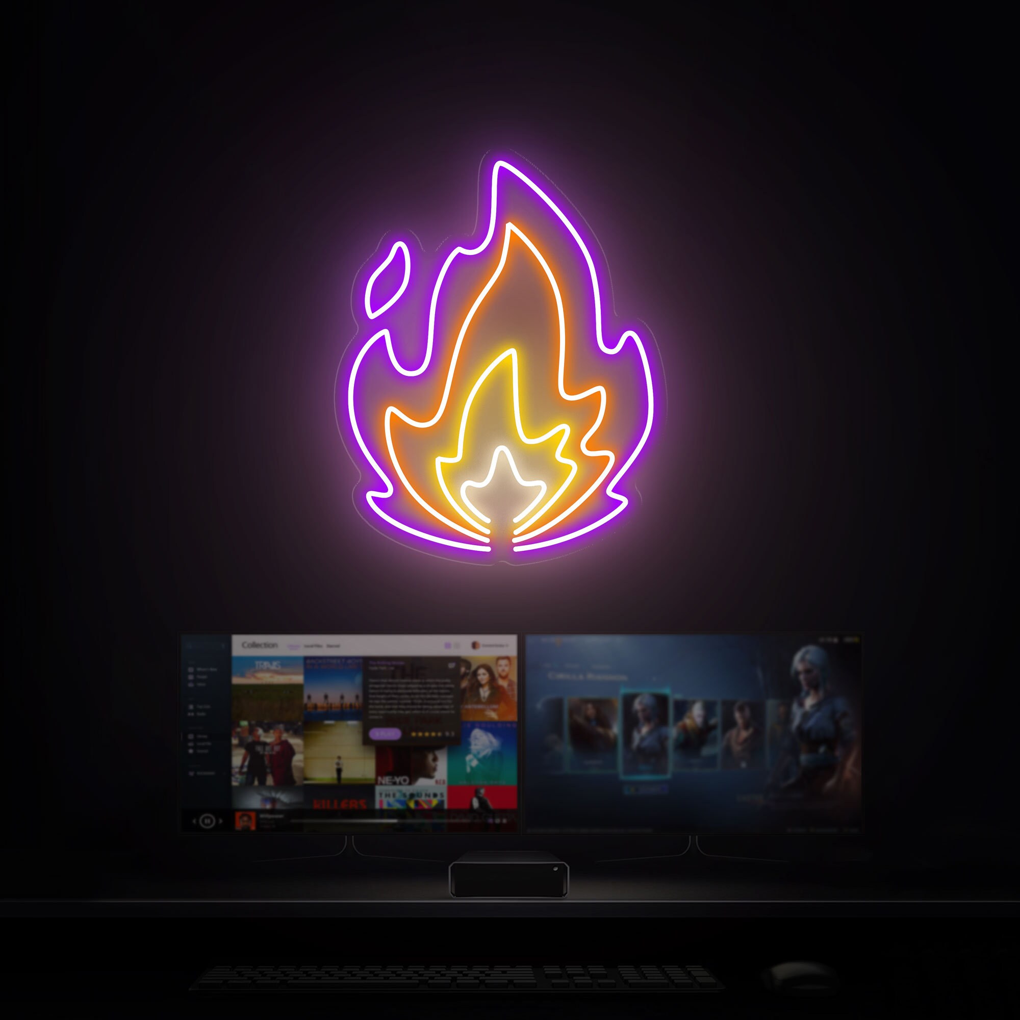 Fire LED Neon Sign | Flame Neon Wall Art | Aesthetic Room Decor | Wall ...