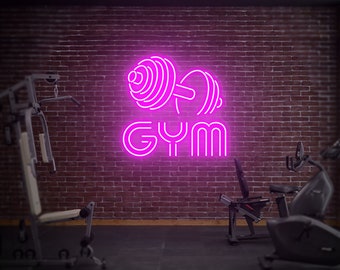Dumbbell Neon Sign, Gym Wall Hanging, Neon Barbell Neon Light Sign For Sports Room, Decor Club, Party Bar, customized neon, gym custom neon