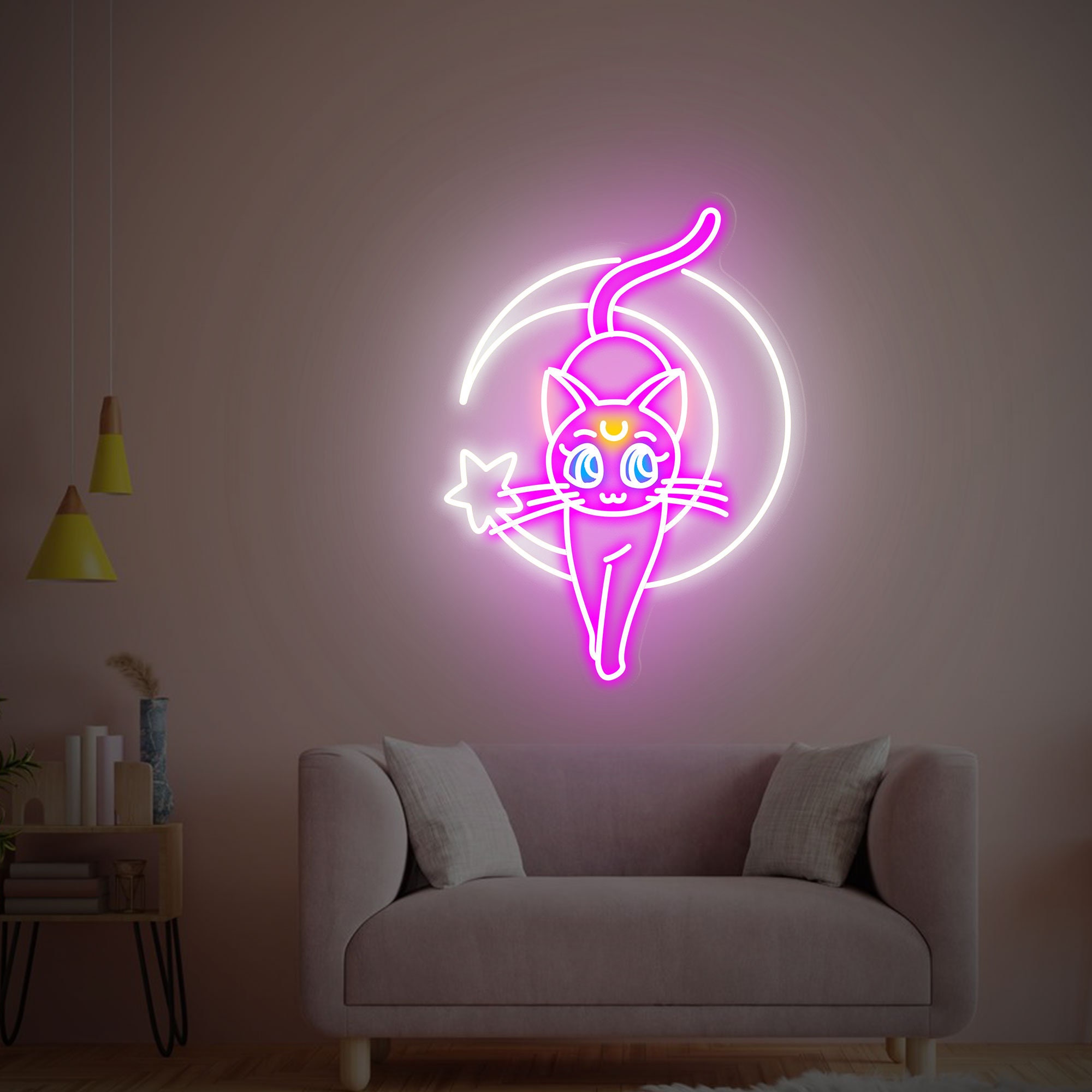 Hende selv udrydde Energize Sailor Moon Luna Cat Neon Sign Anime Neon Light Bedroom/game - Etsy