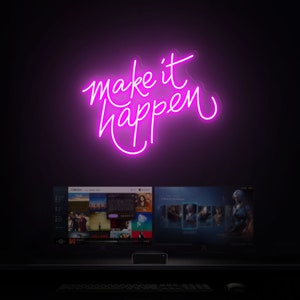 Insegna al neon ispiratrice "Rendilo realtà" per studio, palestra, casa, bar, caffetteria, ristorante, ufficio, soggiorno, regalo personalizzato, insegna regalo personalizzata