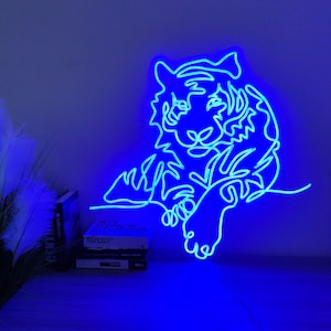 Insegna al neon personalizzata / Insegna luminosa al neon a LED Anime Tiger / Insegna al neon flessibile personalizzata per matrimonio Decorazione murale per la casa