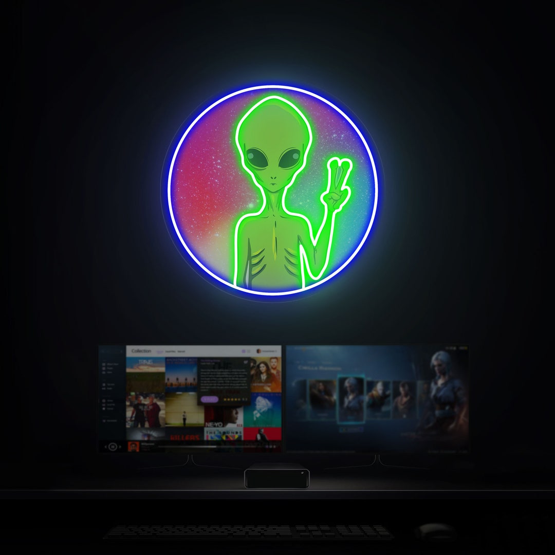 Oye Sign Alien Neon Sign, Oye Gesture Neon Lights, UFO Neon Wall Decor Bedroom ...