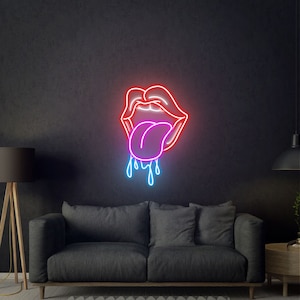 Handgemaakte neonreclame druipende lippen/aangepaste neonreclameverlichting/aangepaste neonreclamenaam/neonlicht/aangepast neonlichtbord/muurdecoratie/neonreclame