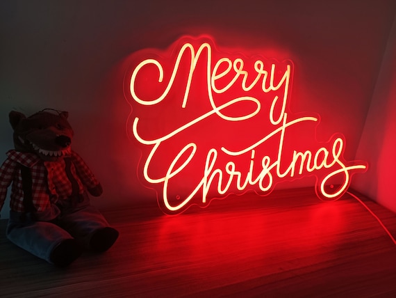 Merry Christmas Neon Sign custom LED Neon Signs Light Party | Etsy
