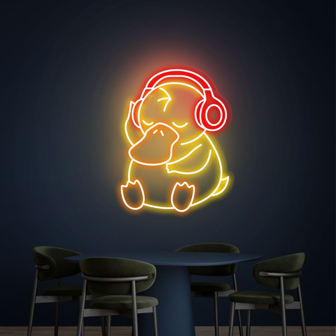 Duck Neon Sign PSYDUCK With Headphones Led Neon Sign - Etsy