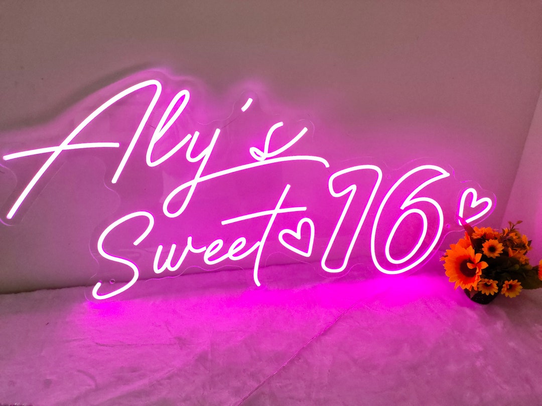 Custom Name Sweet 16 Neon Sign Sweet 16 Party Decorations Birthday LED
