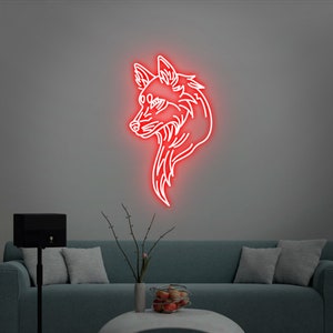 Wolf Neon Sign for Bedroom| Animal Decor Room| Hanging Wall Art| Wolf Wall Decor| Wolf head Neon light | handmade Neon Sign