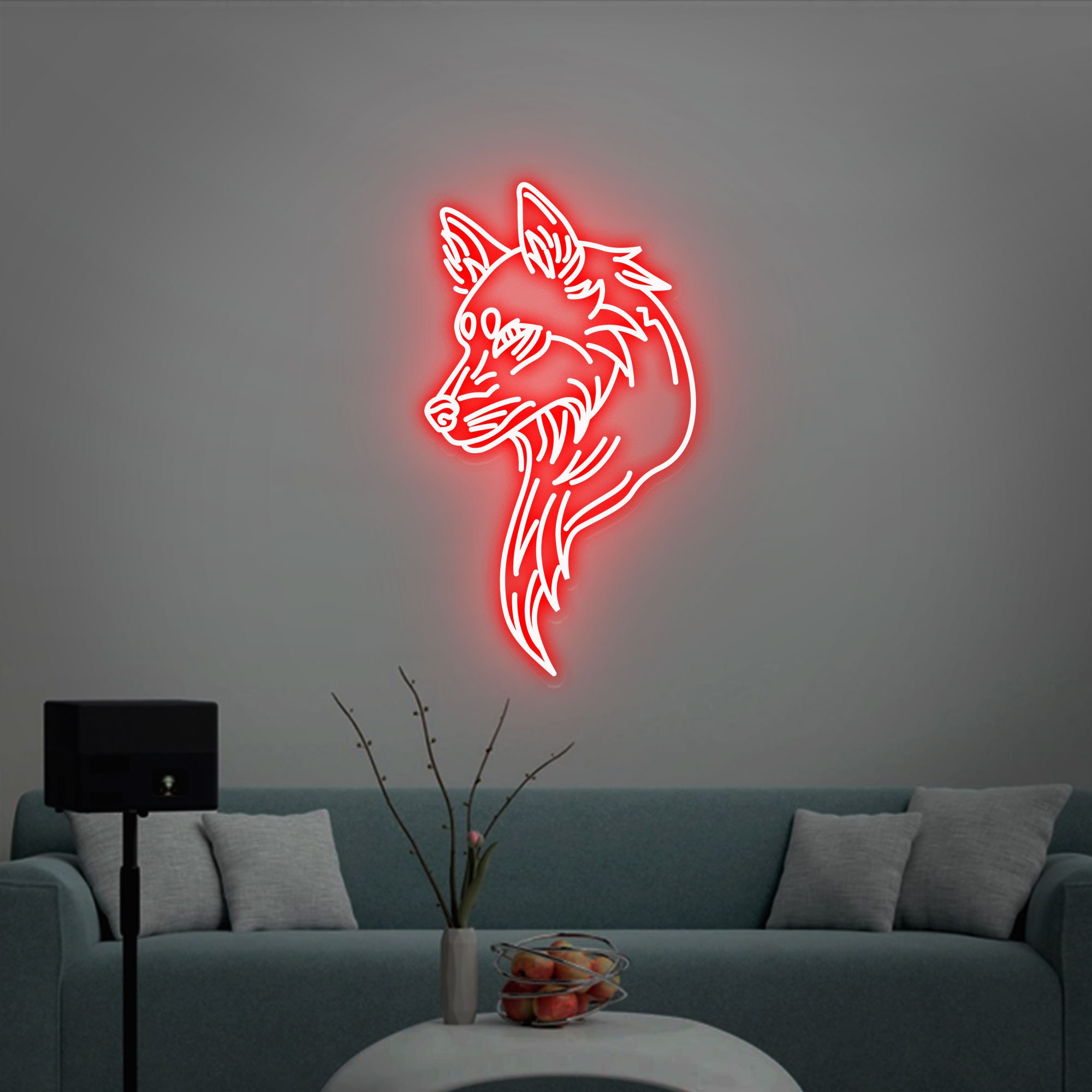 Wolf Neon Bedroom Animal Decor Room Hanging Wall -