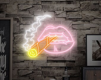 Cigarette Neon Sign, Custom Waterproof Neon Signs Lights Smoking Smoking  Lips Bar Art Wall Decor Custom Bedroom Party Personalized Gifts