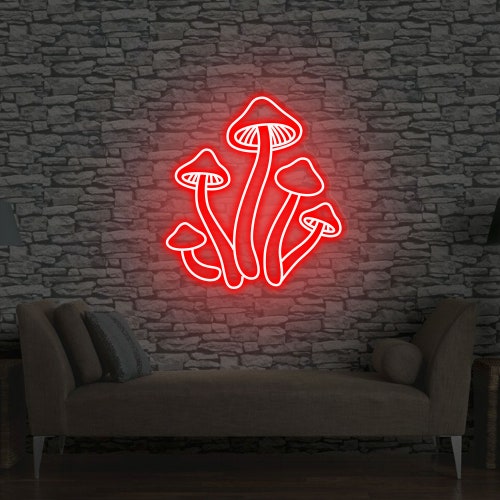 Mushroom Neon Sign Bedroom Custom Led Sign Room Wall Art Neon Etsy