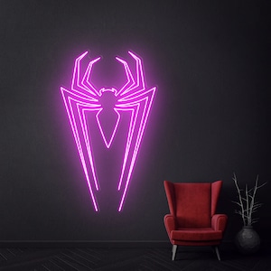 Insegna al neon a forma di ragno, Insegna al neon personalizzata di Halloween, Insegna luminosa al neon per la decorazione della camera da letto, Decorazione per feste di Halloween, Luci al neon a forma di ragno a LED