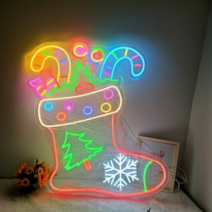 Christmas Stocking Neon Sign: Custom Holiday Decor