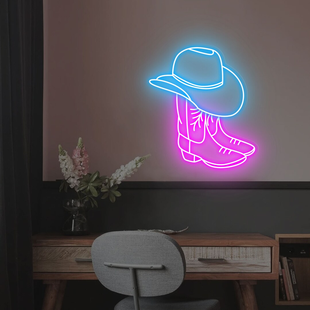 Cowboy Boot and Hat Neon Sign Cowboy Shoe Led Sign Western - Etsy