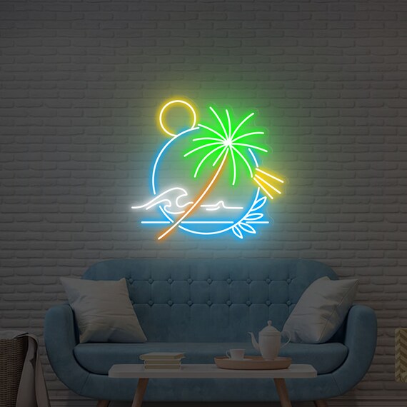 Palm tree neon wall sales sign
