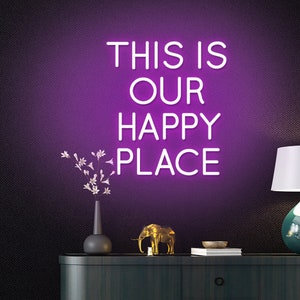 questo è il nostro posto felice insegna al neon, insegne al neon personalizzate per bar
