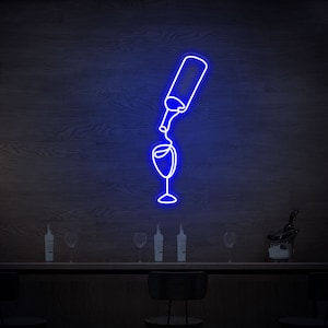 Luci al neon per insegne di vino / Insegne al neon personalizzate per decorazioni da parete per bar / Insegne al neon a LED per vino / Arte per amanti del vino