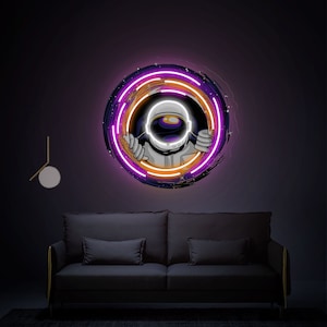 Letrero de neón de astronauta, letrero de neón de agujero negro cósmico, decoración de pared de dormitorio, decoración de pared de sala de estar, letrero de neón personalizado, luz de decoración de pared de letrero de neón